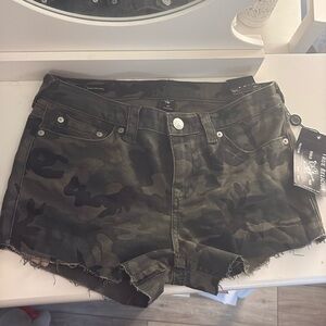 True Religion Camouflage Jean Shorts